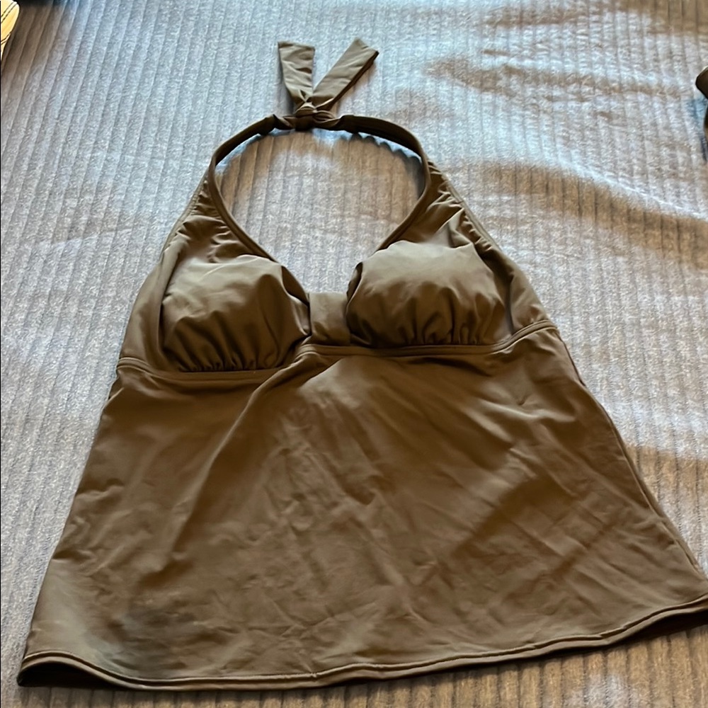 Lands End Brown Halter bathing suite Top. Size 10